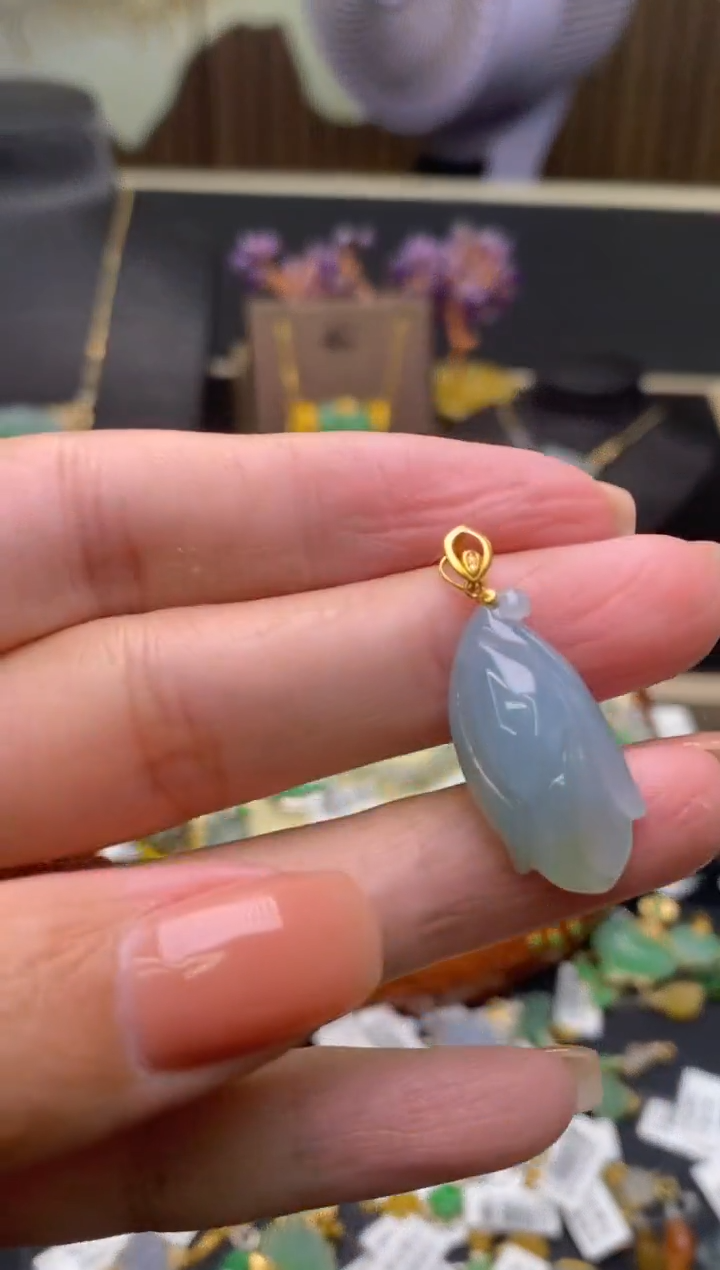 【闪购商品】翡翠18K金镶嵌颈饰净货17375