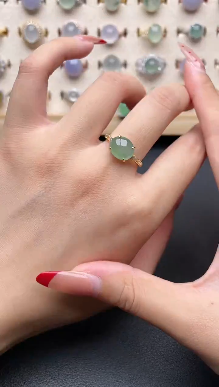 【闪购商品】翡翠戒指银S925镶嵌一物一证一礼盒