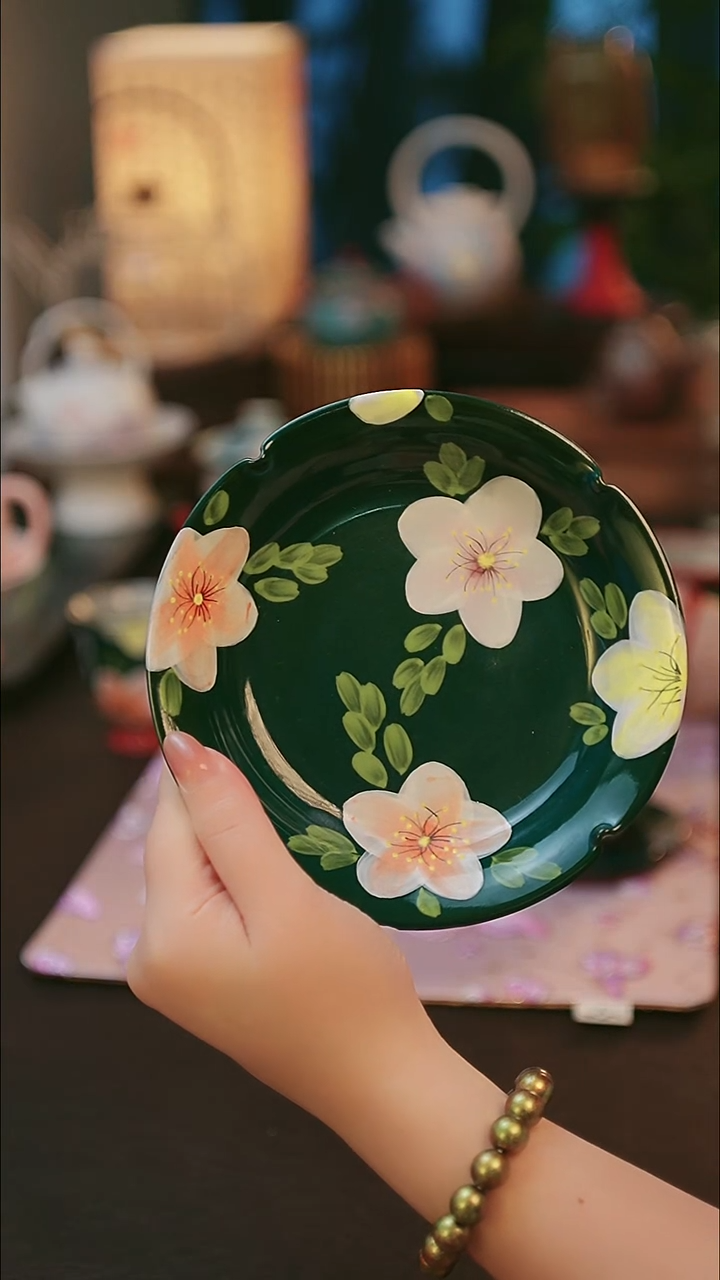 青云茶斋陶瓷茶具墨梨壶承