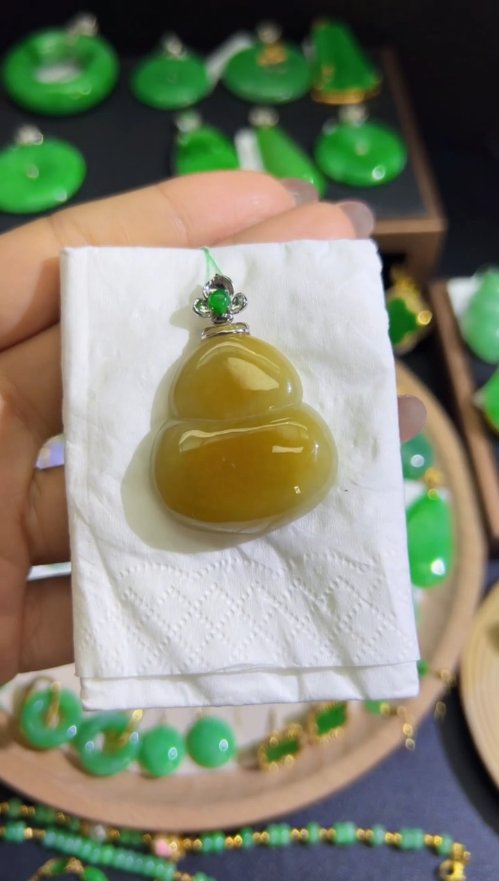 【闪购商品】翡翠颈饰18K金镶嵌Q缅料A货翡翠/支持复检/一件