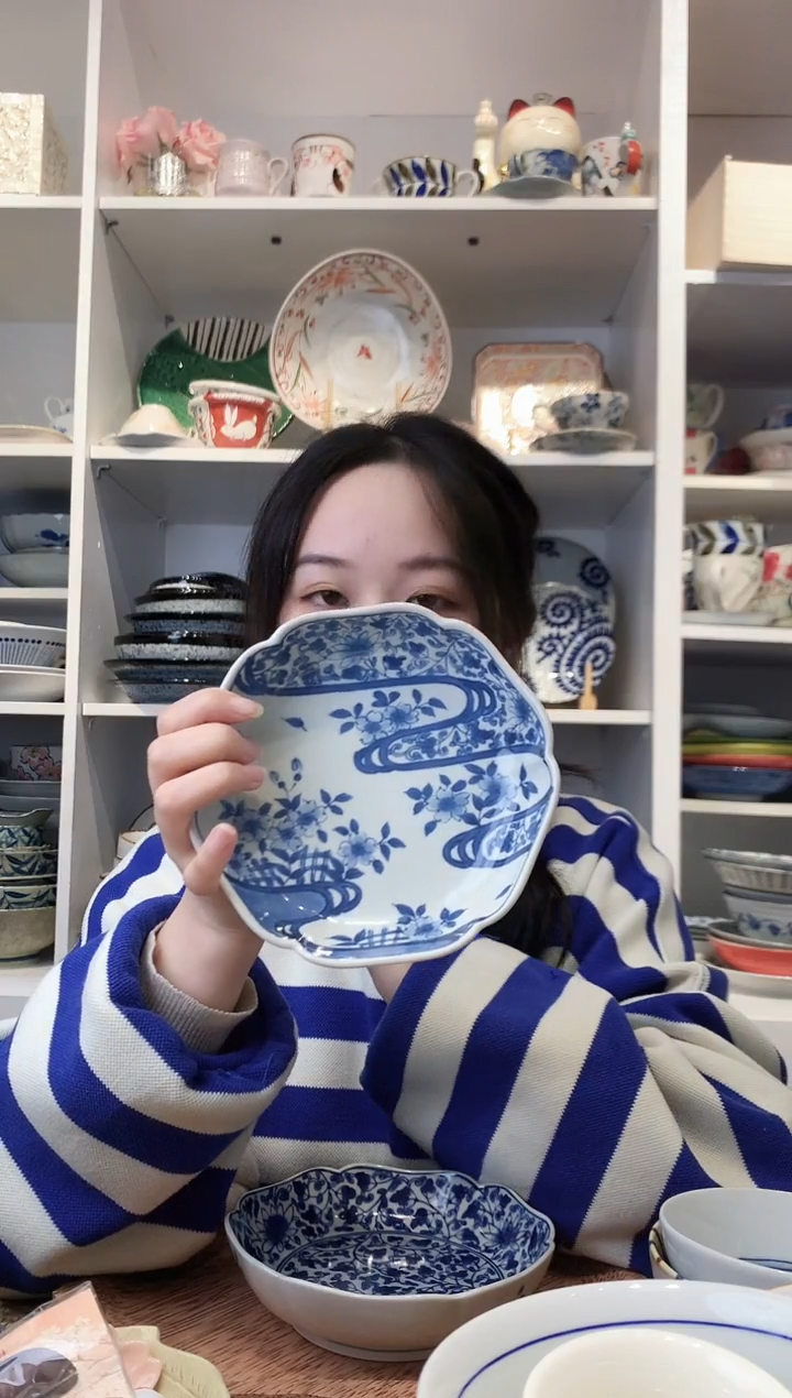 陶瓷【孤品】有田烧间取水上樱深盘15cm