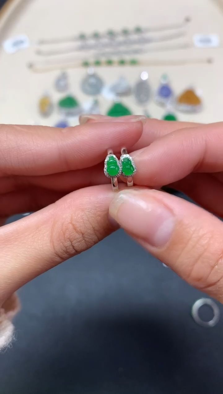 【闪购商品】翡翠耳饰18K金镶嵌A187|1980