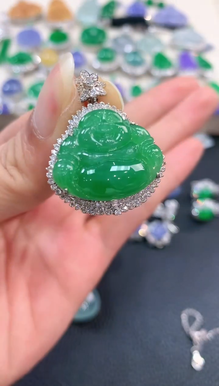 【闪购商品】翡翠吊坠(不含链)18K金镶嵌m27