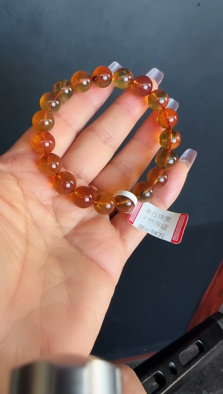 手串琥珀未镶嵌#5缅甸琥珀紫罗兰手串10mm