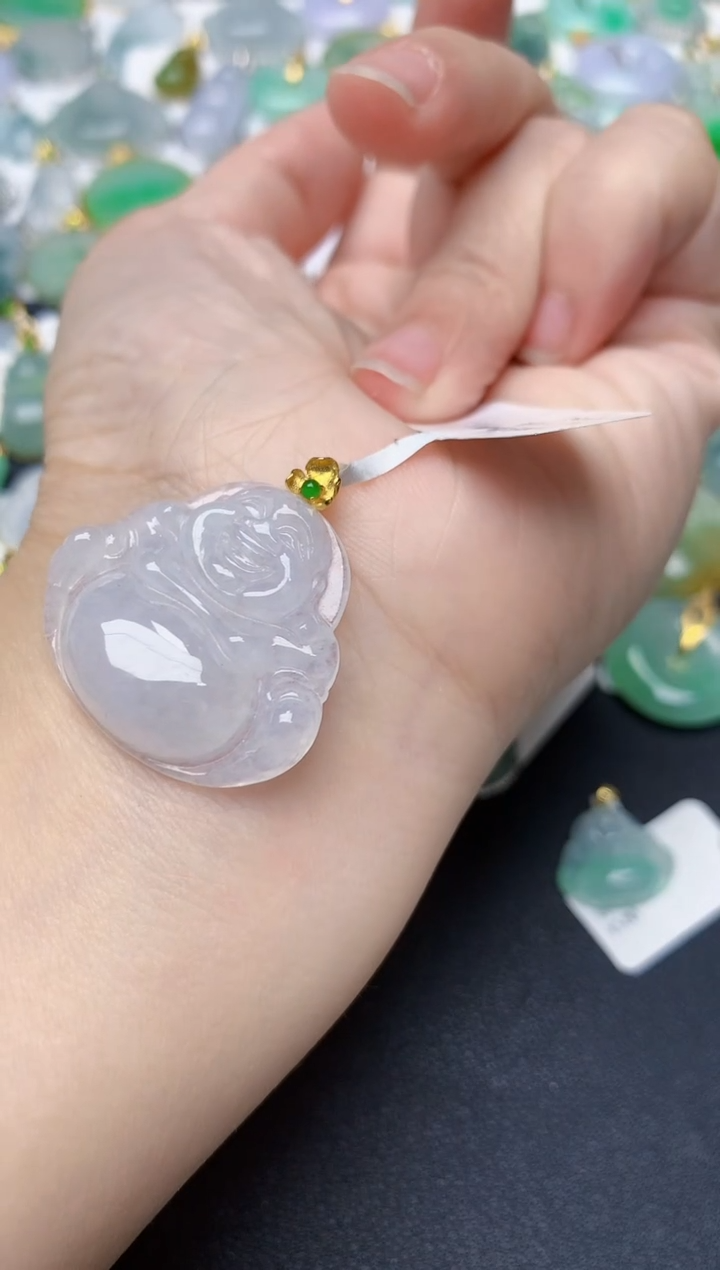 颈饰18K金镶嵌翡翠天然缅甸A货翡翠