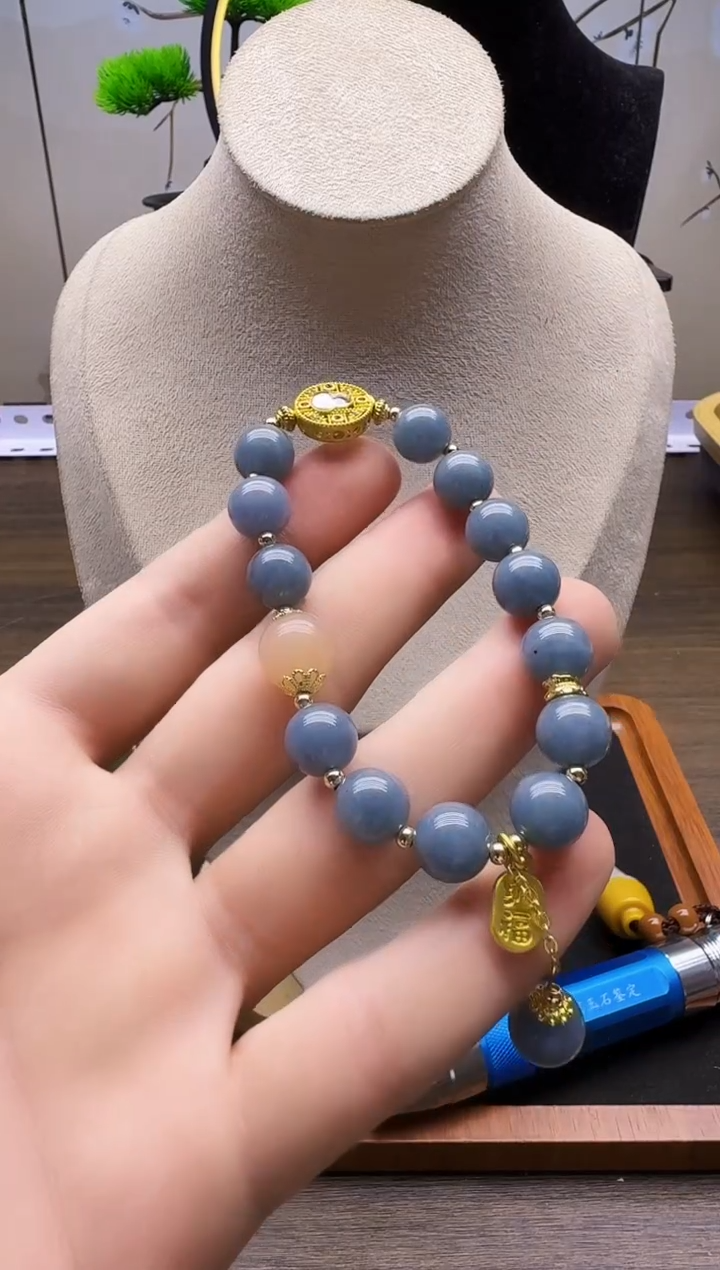 14K金镶嵌手链翡翠S151