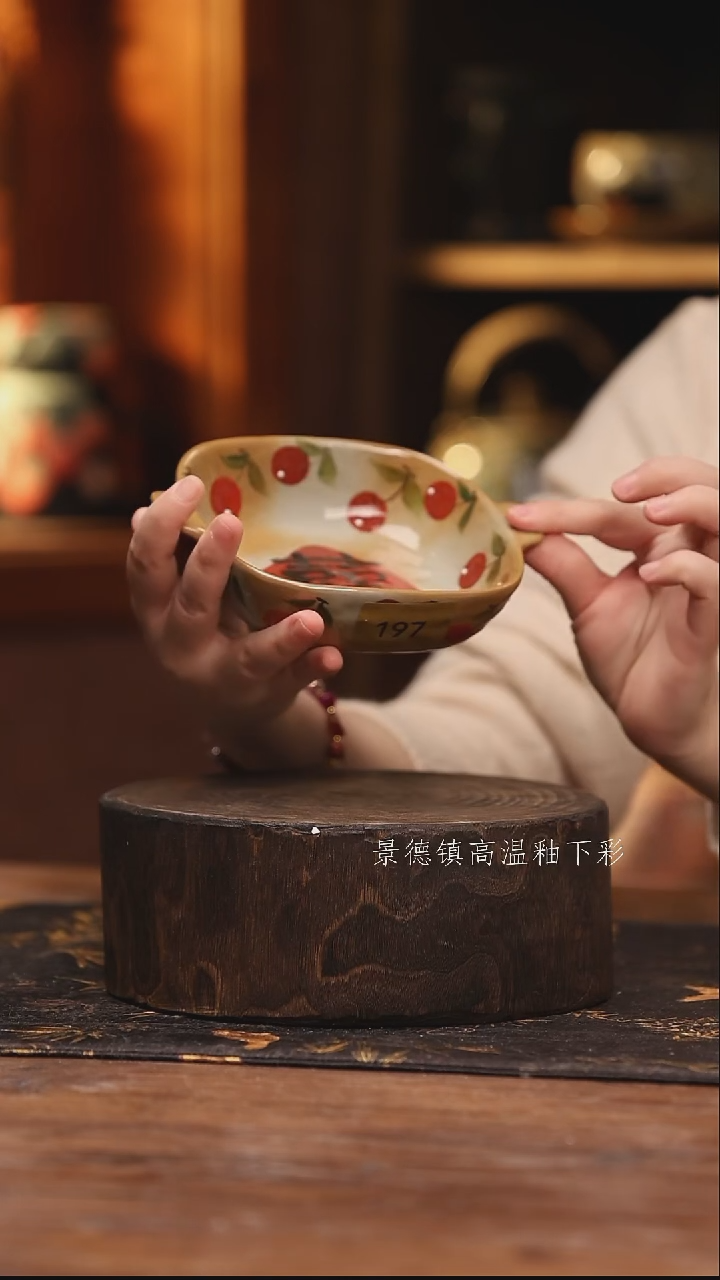 陶瓷景德镇高温釉下手绘陶瓷@L197@