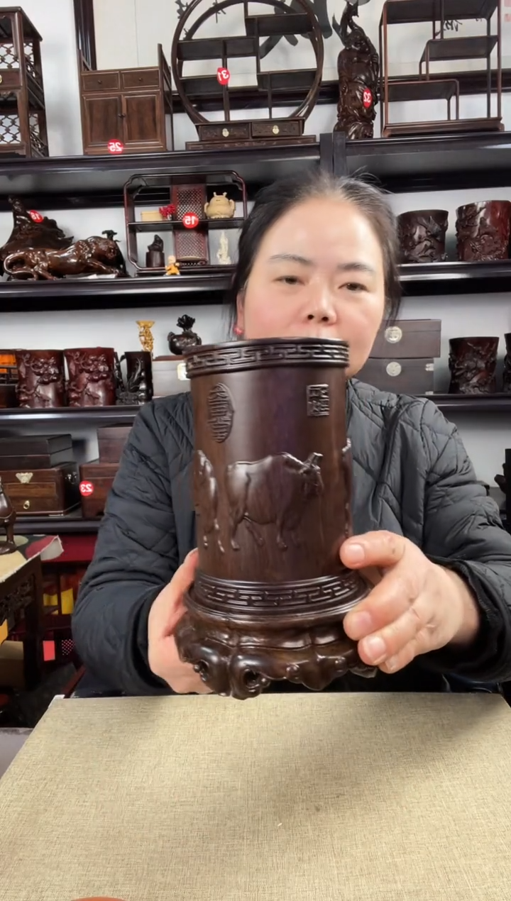 木老李红木工艺品五牛+整3