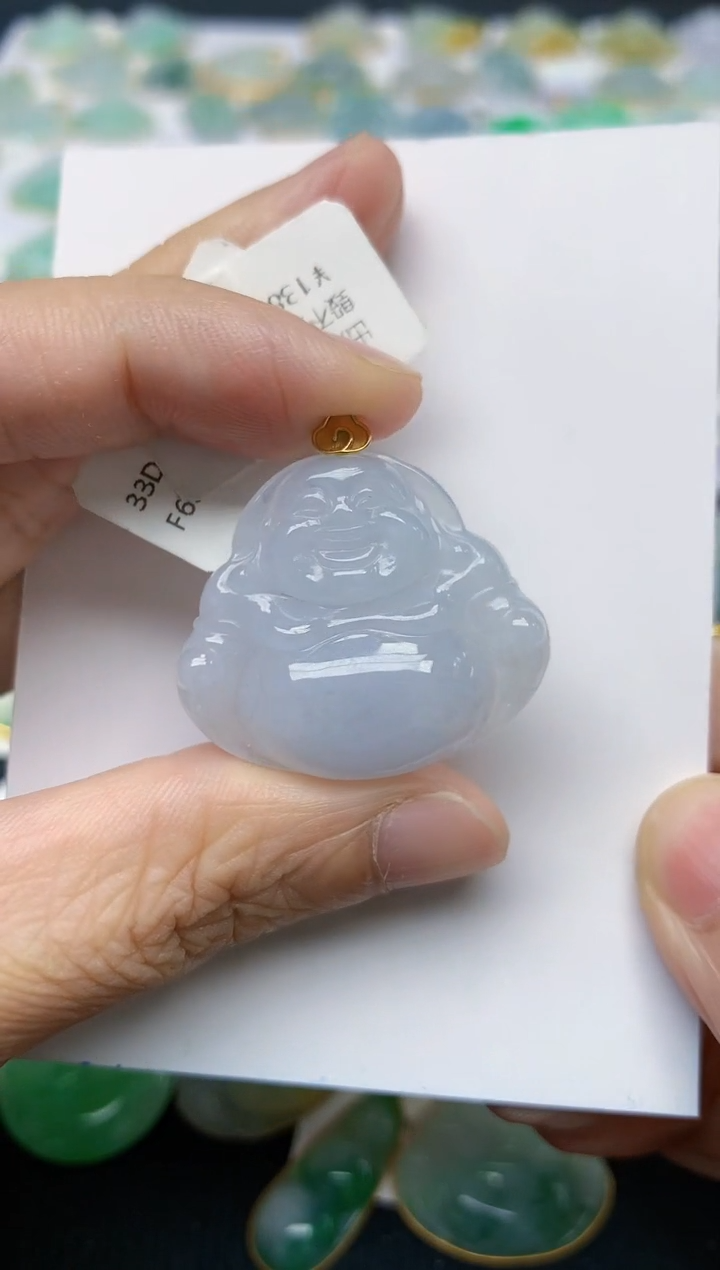 翡翠18K金镶嵌颈饰天然缅甸A货翡翠