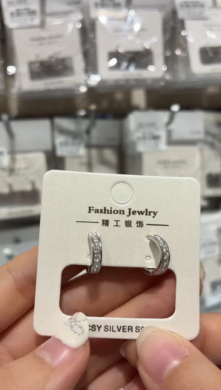 合成立方氧化锆925银时尚银饰简约耳扣