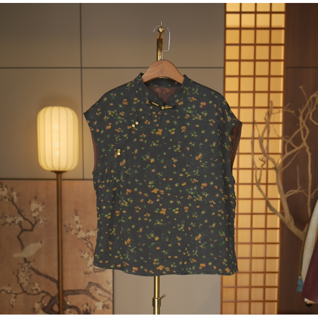 【雪覆梅枝-香云纱衬衫】中式国风香云纱衬衫3593