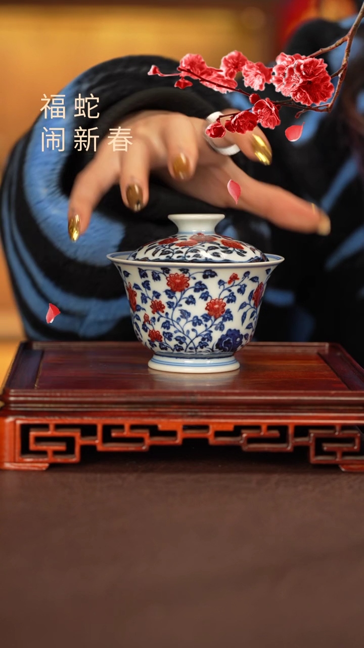 【闪购商品】盖碗永明尚玩景德镇手工手绘陶瓷