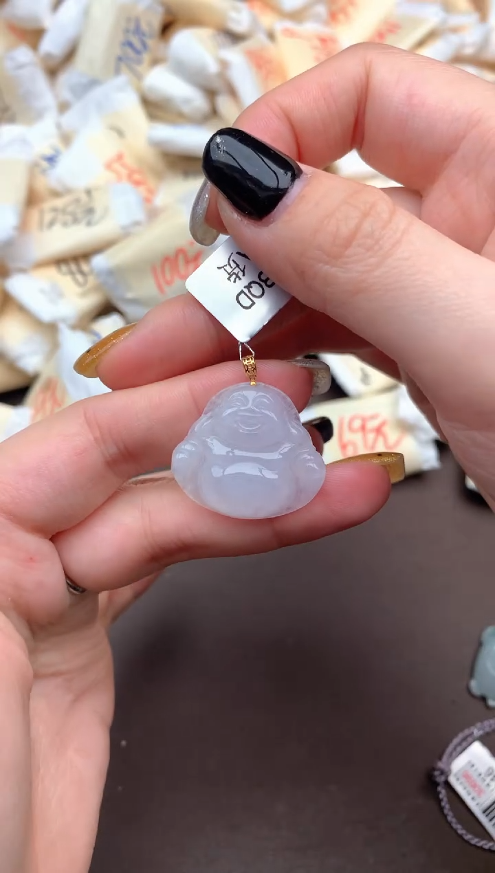 翡翠挂件18K金镶嵌一福利