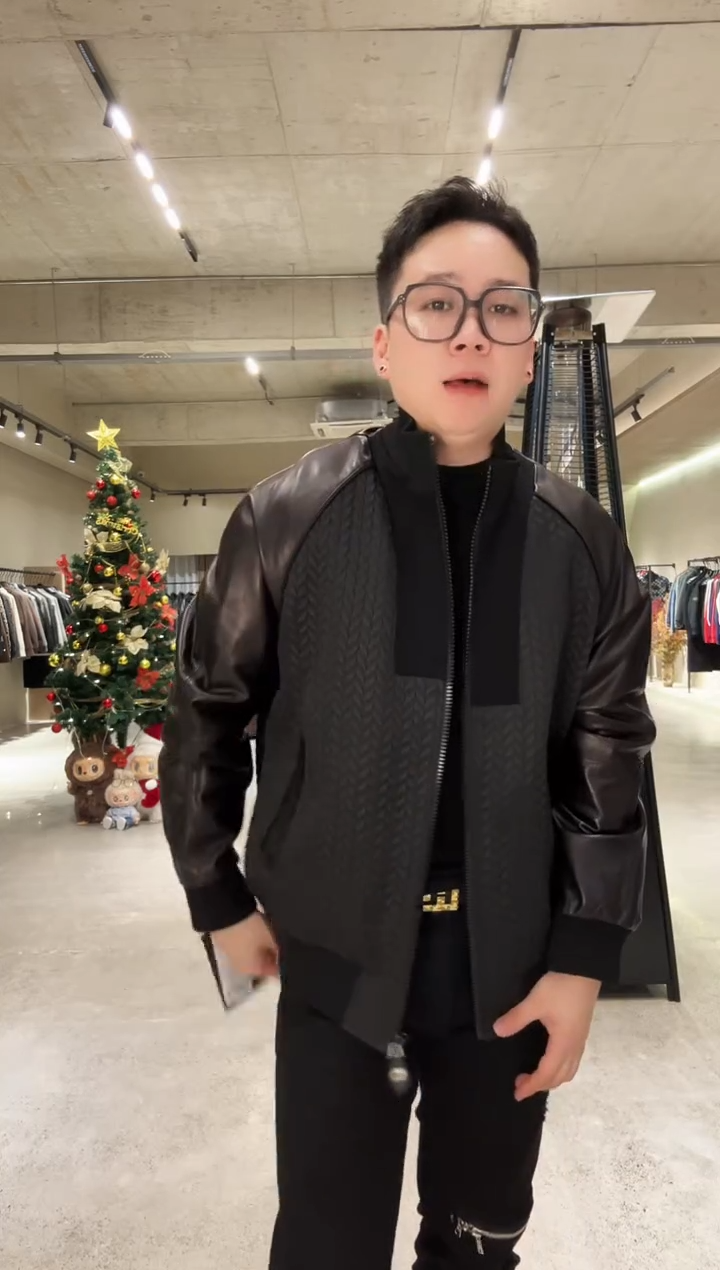 三*54码 男士真皮拼接棉夹克0016