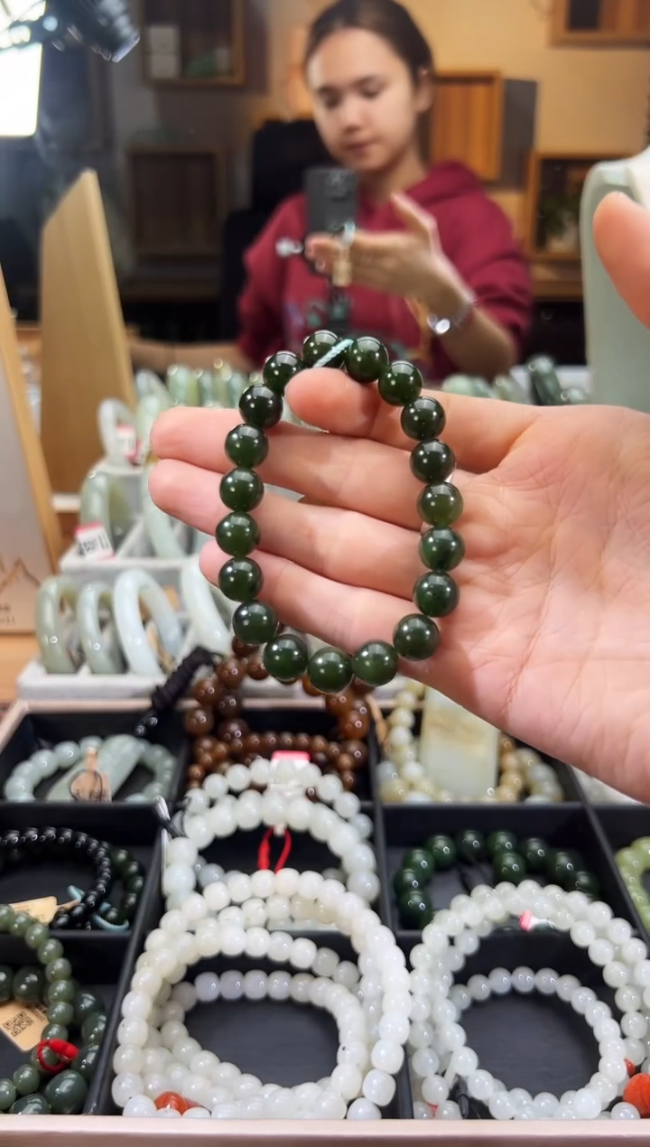 未镶嵌手串和田玉木孜塔格碧玉手串卡10