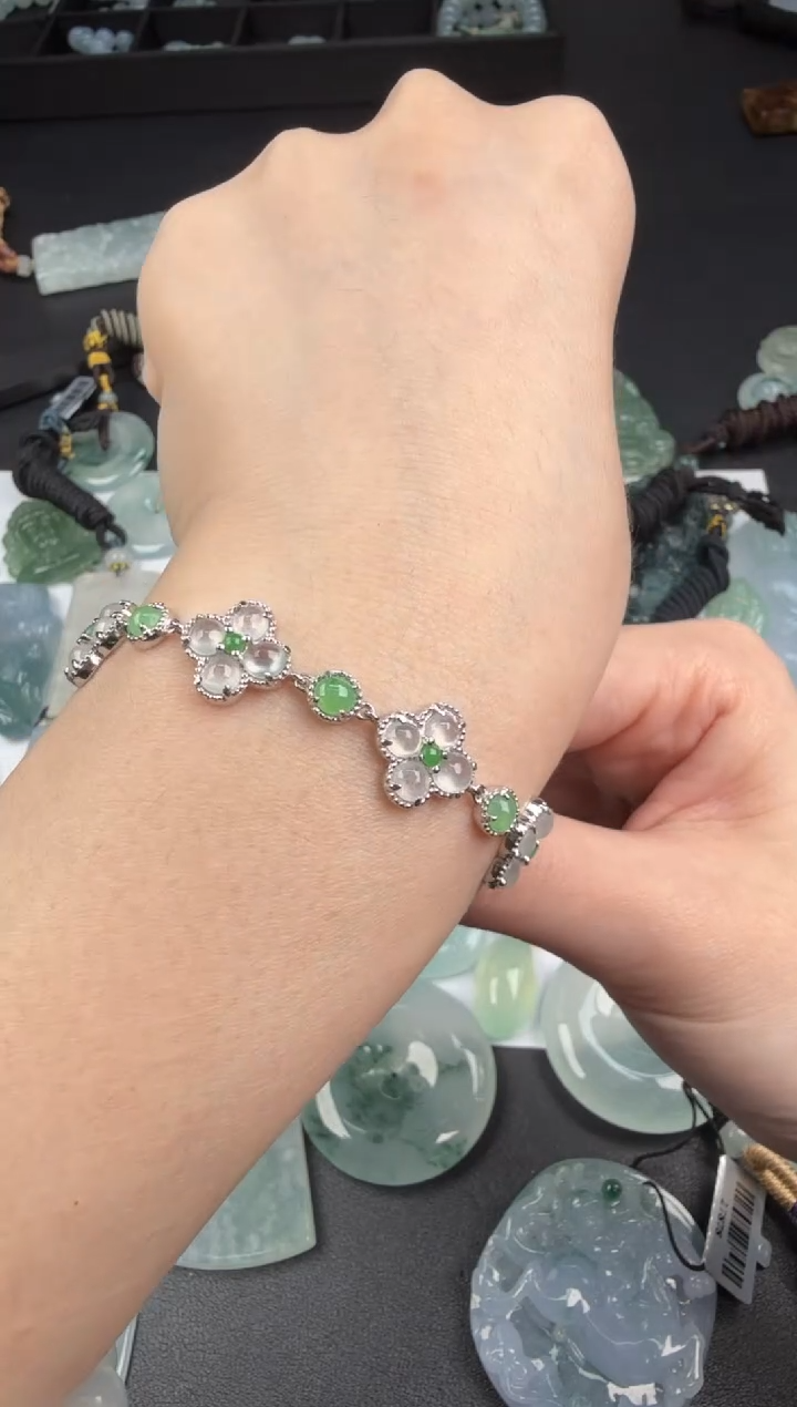 银S925镶嵌手链翡翠翡翠饰品-229