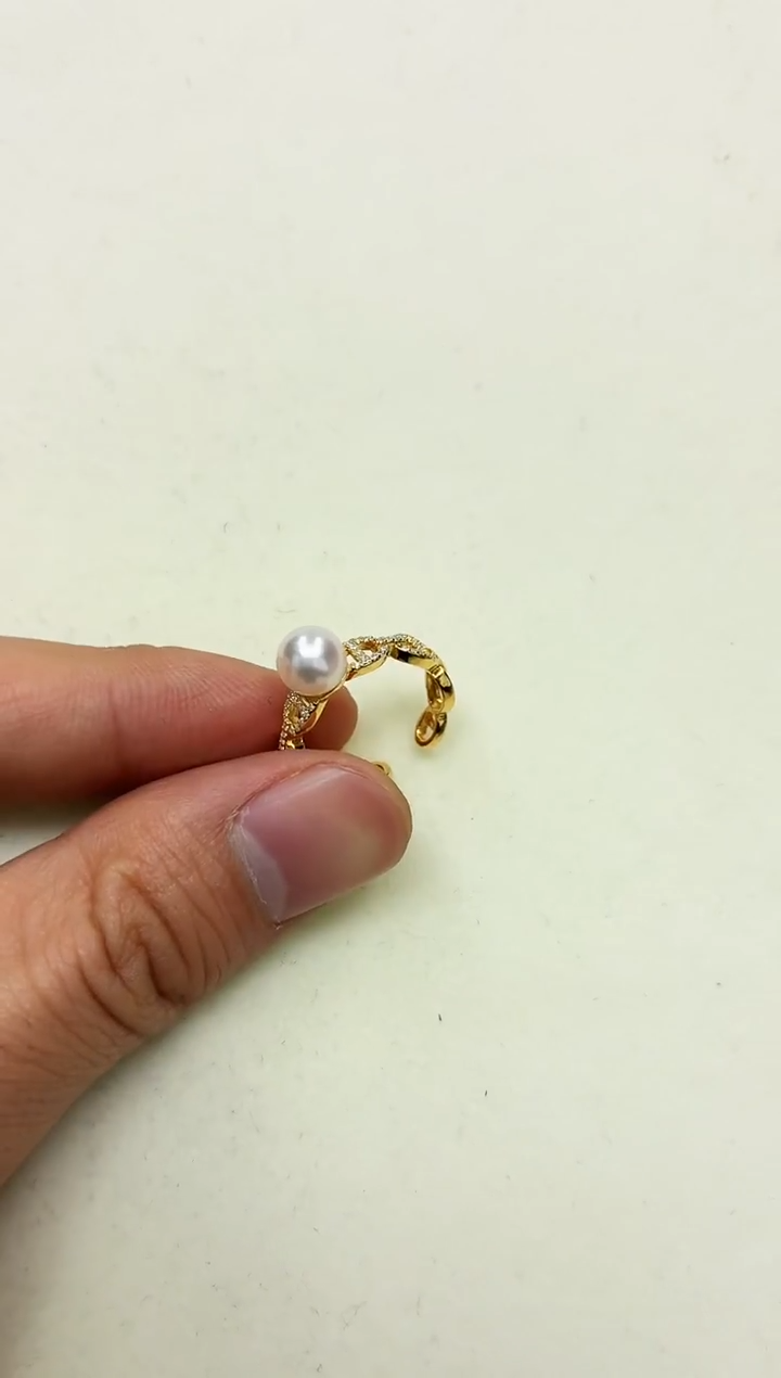 银S925镶嵌DA海水珍珠戒指 y1454