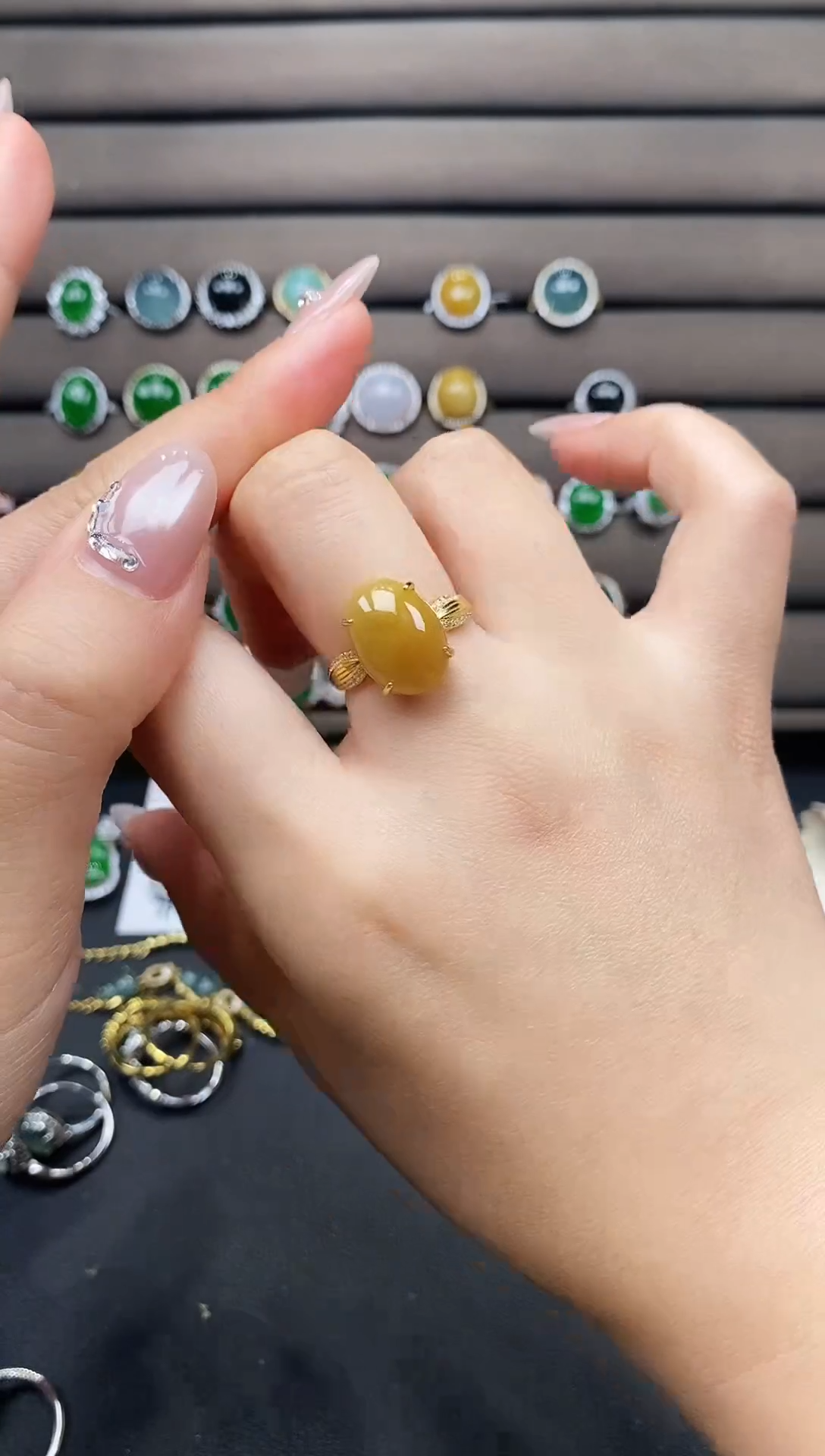 银S925镶嵌戒指翡翠111