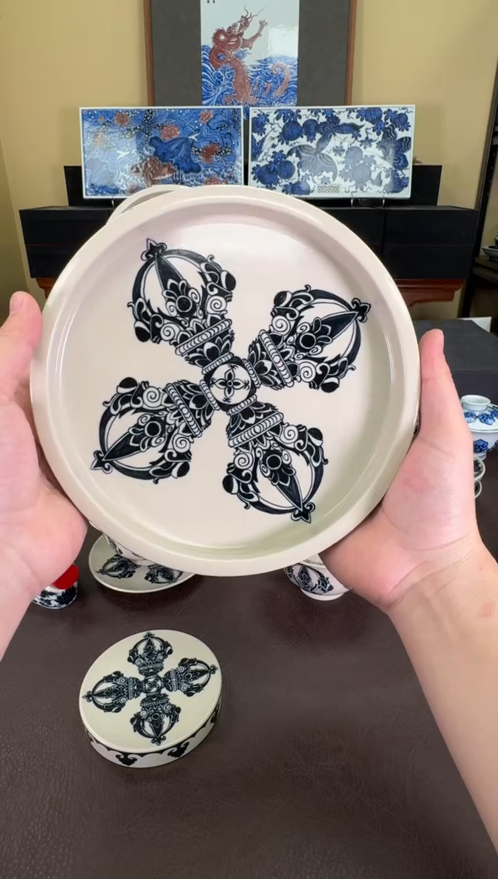 【闪购商品】二号釉金刚杵纹壶承