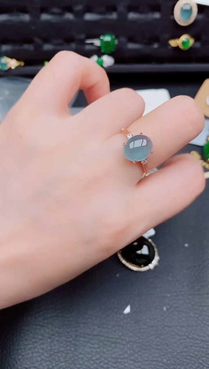 【闪购商品】翡翠戒指银S925镶嵌天然a货翡翠860