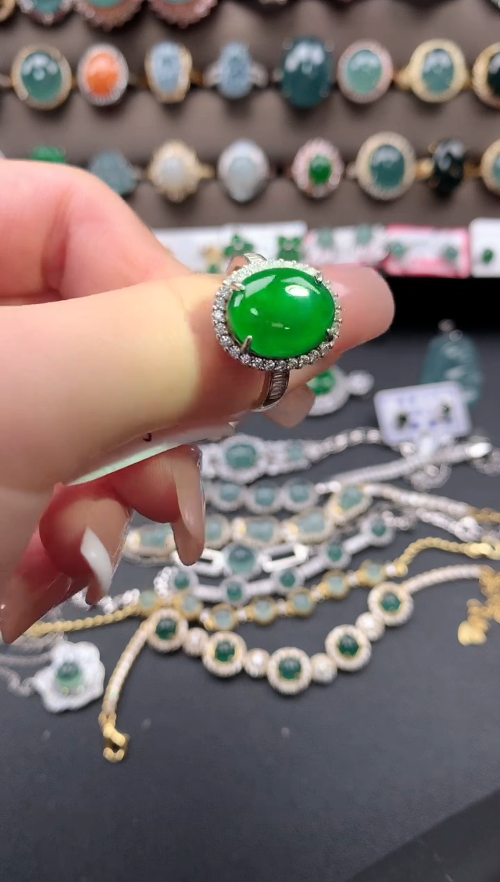 【闪购商品】翡翠戒指银S925镶嵌2141