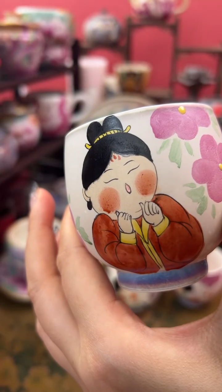 【闪购商品】星空蓝手绘唐宫美人杯龙蛋杯