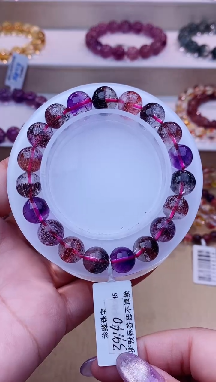 未镶嵌手链水晶黑加仑超七单圈10m+