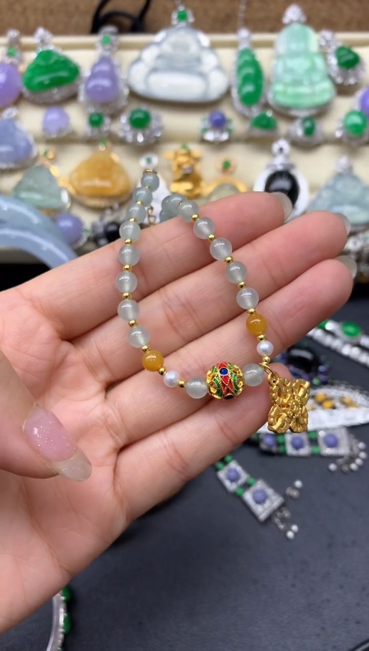 【闪购商品】翡翠手串18K金镶嵌471-中国好珍宝