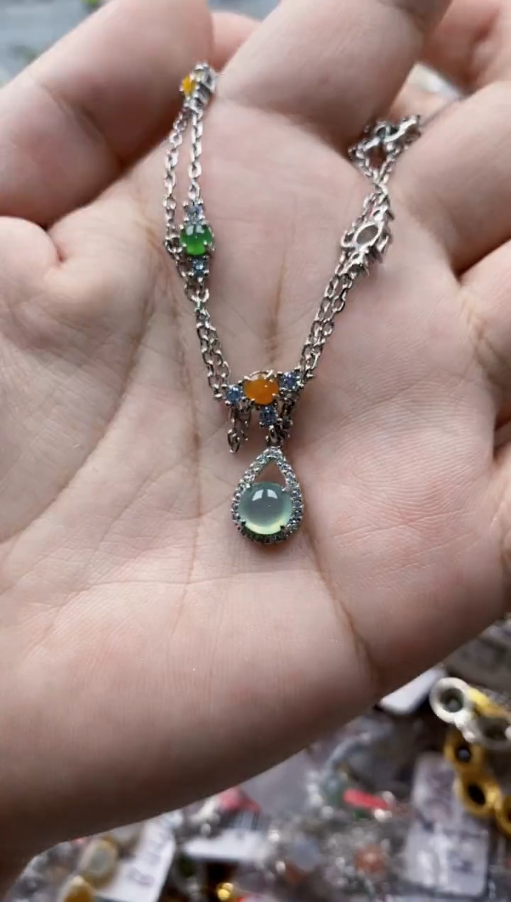 翡翠戒指银S925镶嵌13-13--1