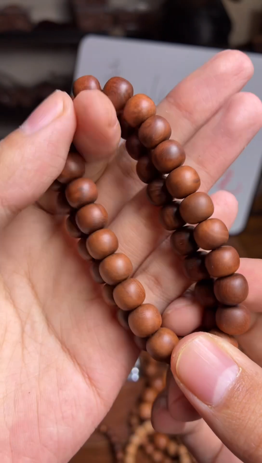 檀香木手串/手链8*9微瑕单圈焦糖