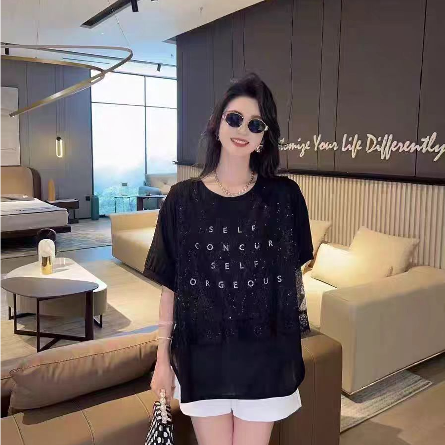 2590欧货拼蕾丝短袖