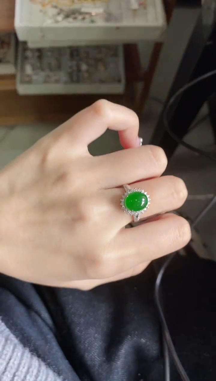 【闪购商品】翡翠戒指银S925镶嵌51511