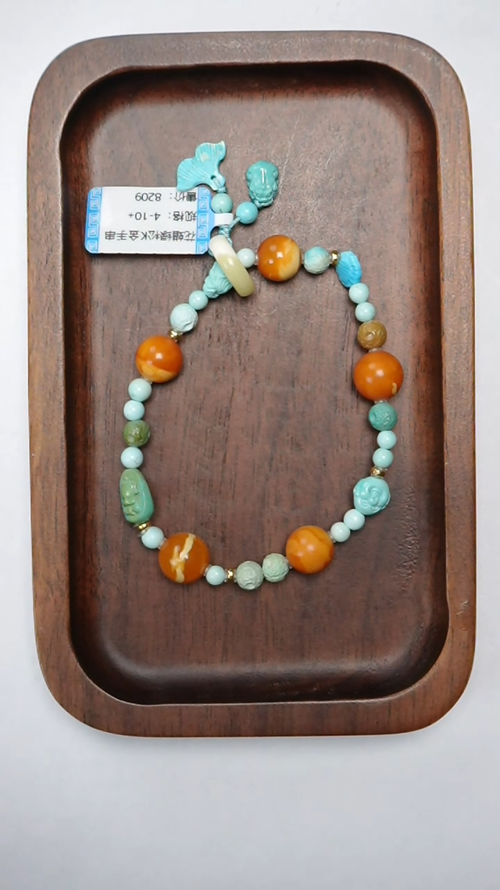 【闪购商品】未镶嵌绿松石手链绿松花蜡手串