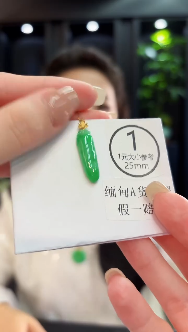 颈饰18K金镶嵌翡翠 缅料A货/支持复检/一件