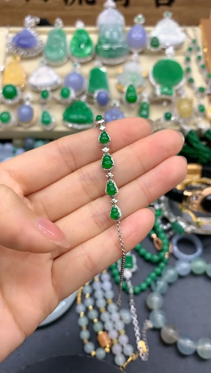 【闪购商品】翡翠手链18K金镶嵌421-中国好珍宝