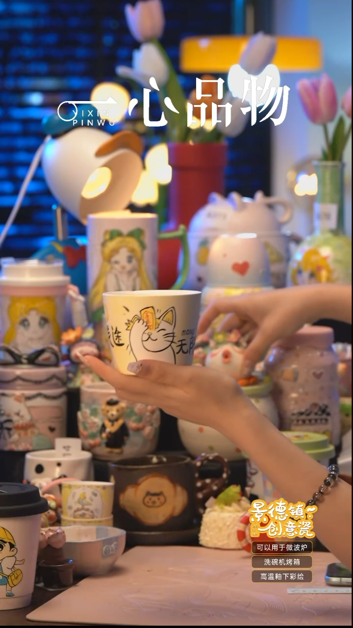 杯A016景德镇手工手绘杯子摆件