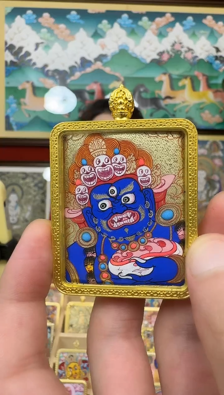 吊坠大黑-热贡纯手绘唐卡吊坠