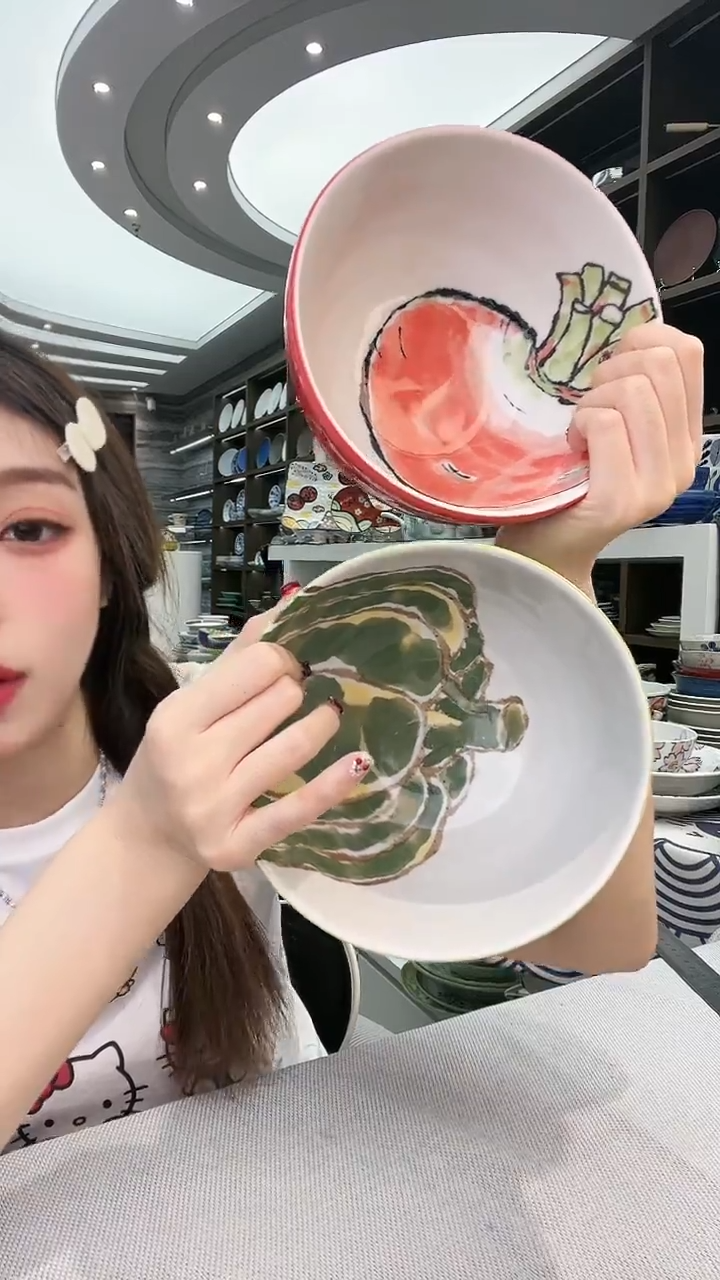 碗蔬菜面碗一红一绿16cm 2支
