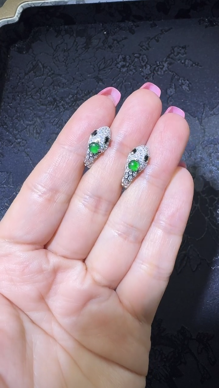 【闪购商品】翡翠耳饰银S925镶嵌耳包