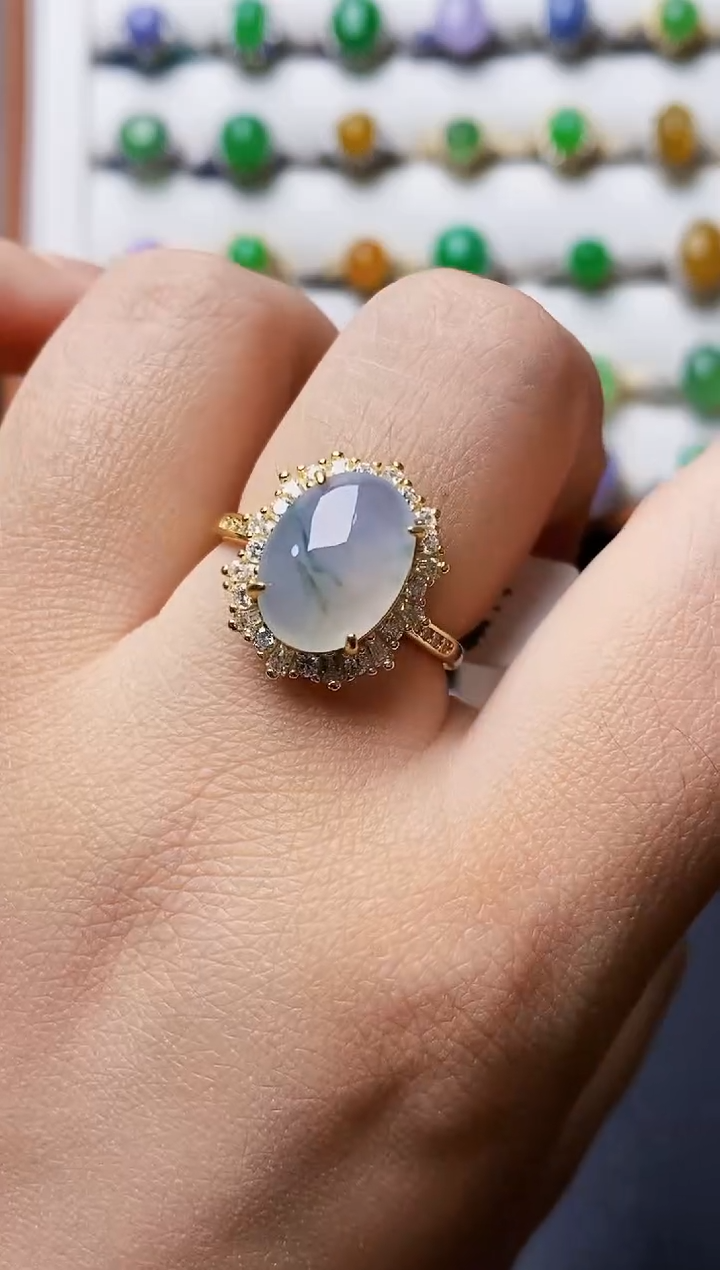 银S925镶嵌戒指翡翠0427