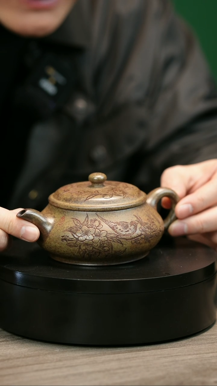 茶壶紫砂@****eH1917李琴柴烧刻绘明炉
