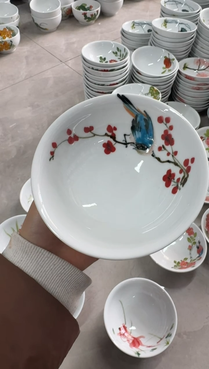 瓷片景德镇高温陶瓷食品级手绘釉中彩-壮壮碗