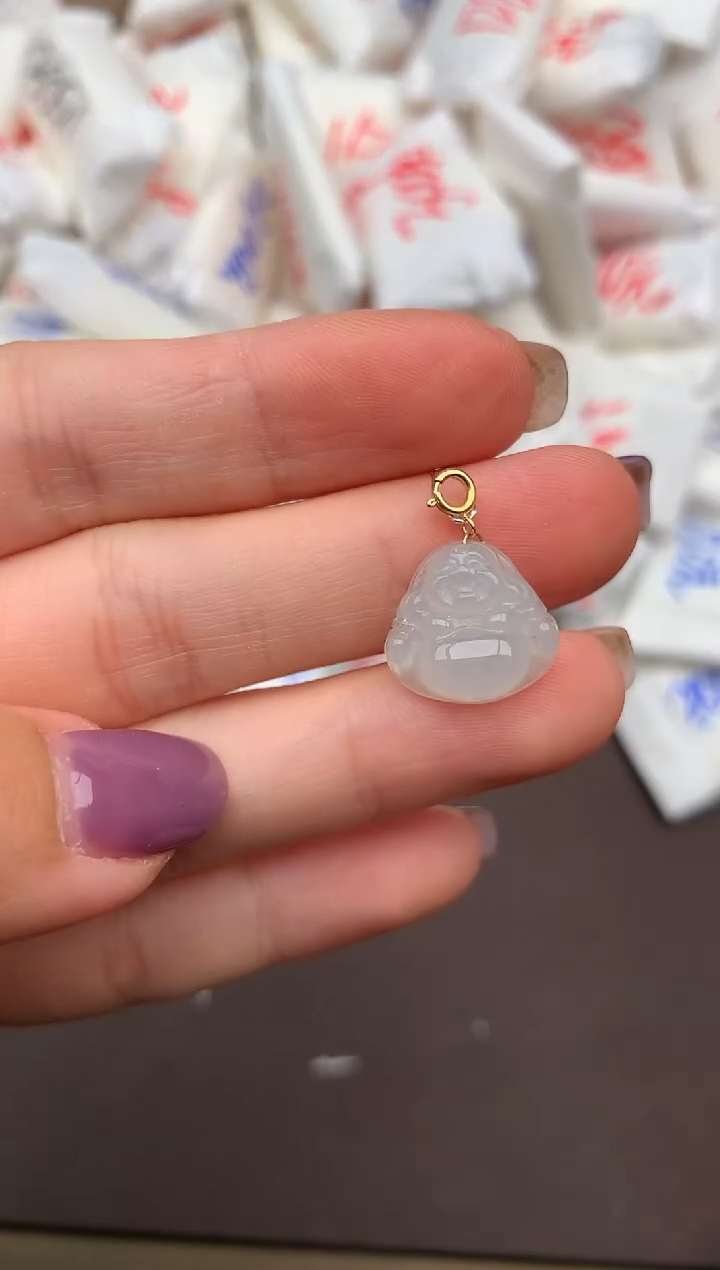 翡翠挂件18K金镶嵌 一