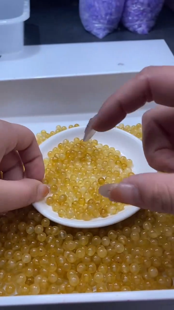 颈饰未镶嵌水晶W1846金丝雀碧玺6MM*30颗