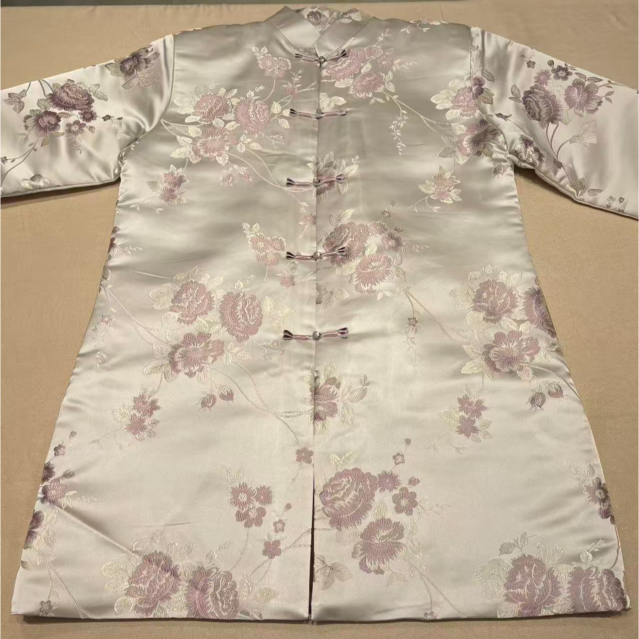 全套百年服寿服七件套宋锦雍容华贵粉色