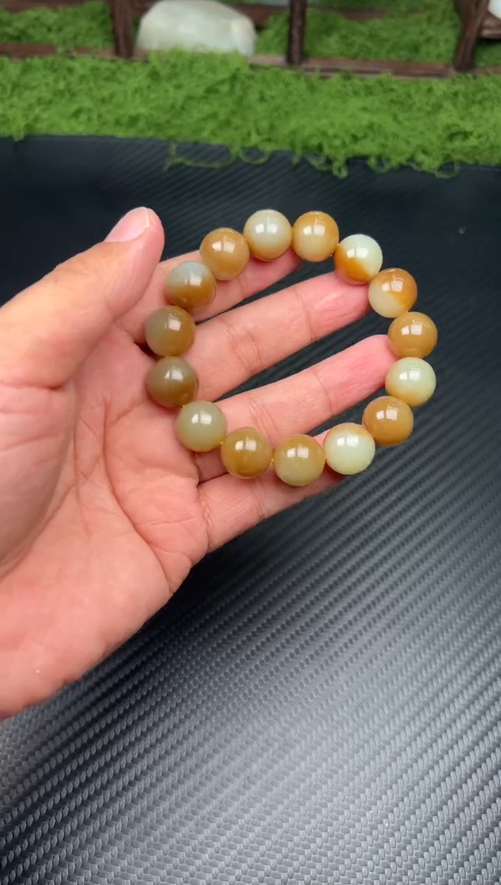未镶嵌手串和田玉若羌微色差卡14M