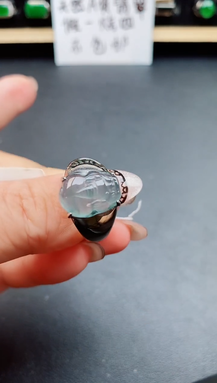 翡翠戒指银S925镶嵌5080