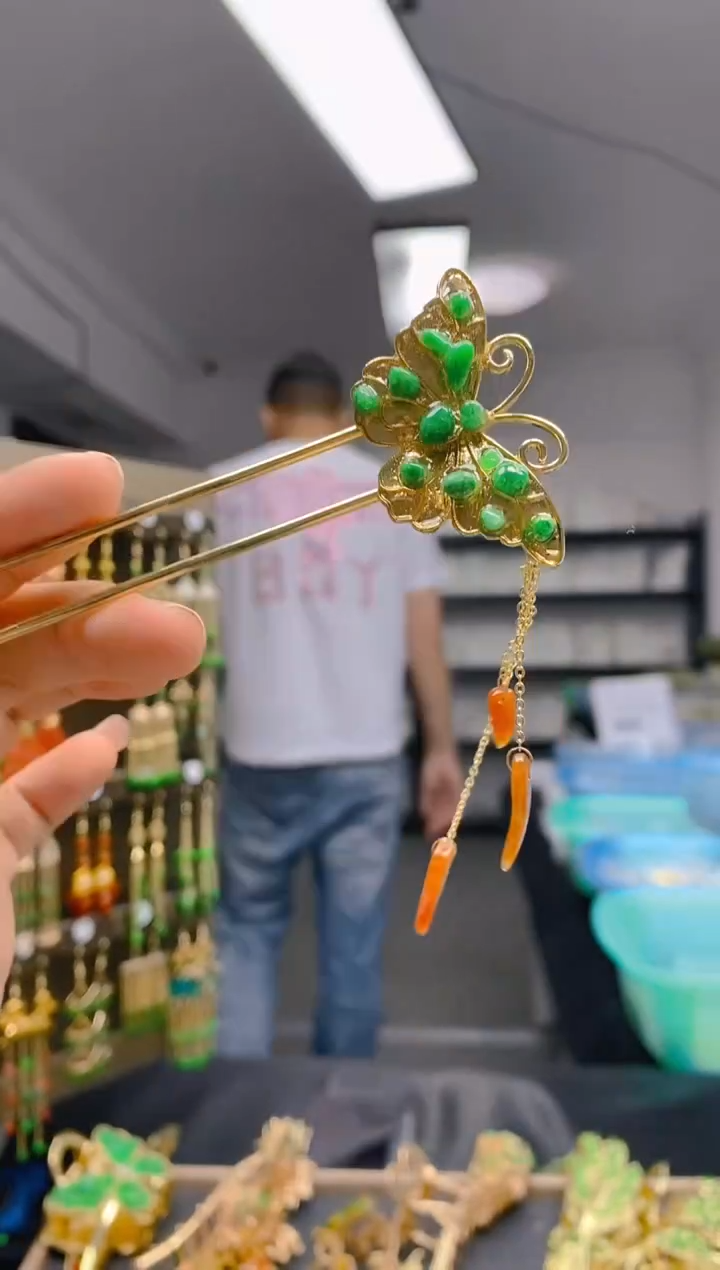 【闪购商品】翡翠耳饰合金352翡翠发簪