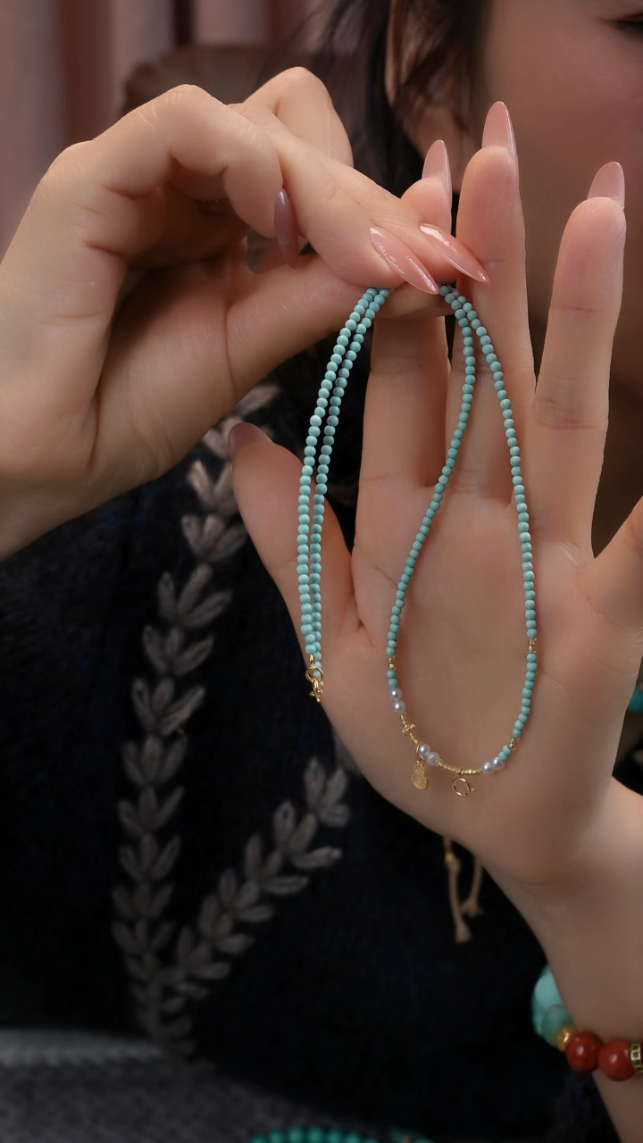 银S925镀金镶嵌绿松石项链11111