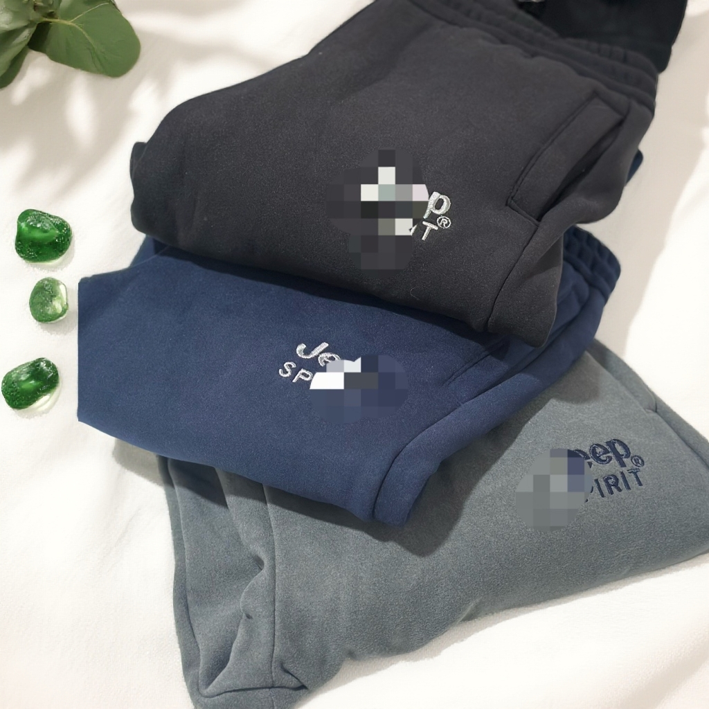 普普男士加绒卫裤宽松型直筒休闲长裤弹力